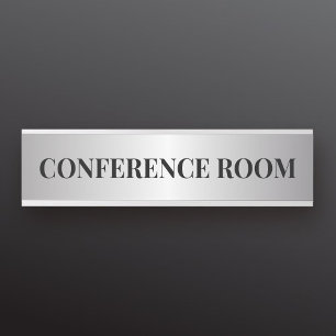 Contemporary Black & Faux Silver Office Department Door Sign