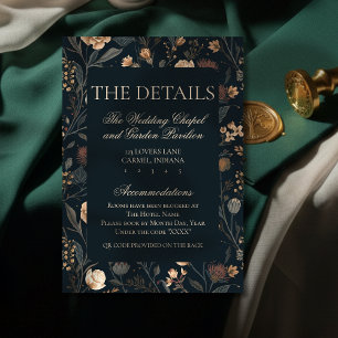 Contemporary Black Floral Wedding Enclosure Card