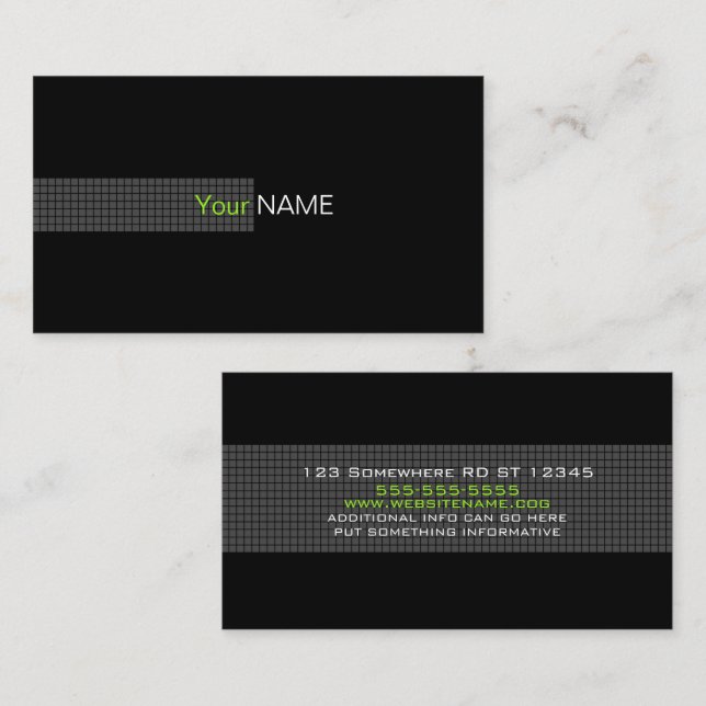 Contemporary Black Green White Business Card (Front/Back)