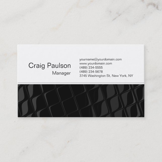 Contemporary Black Grey White Business Card (Front)
