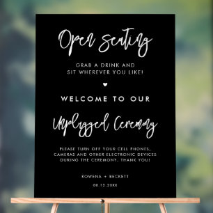 Contemporary black Open seating Unplugged ceremony Acrylic Sign
