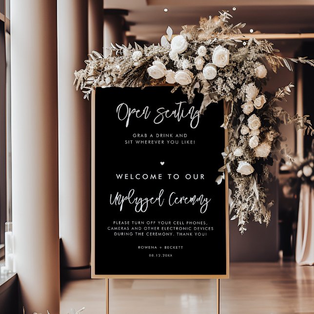 Contemporary black Open seating Unplugged ceremony Poster (Creator Uploaded)