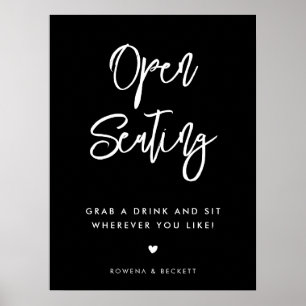 Contemporary black Open Seating wedding Poster
