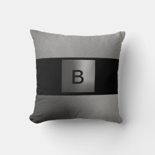 Contemporary Black Slick Grey Pillow-B Cushion