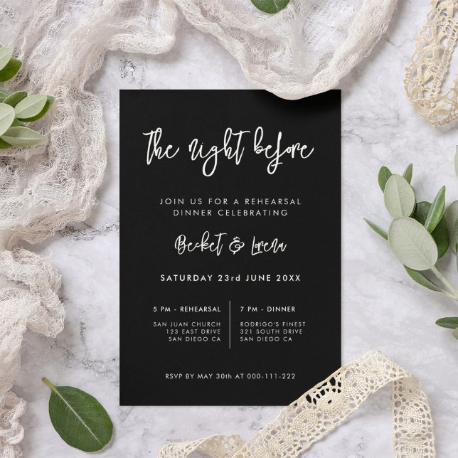 Contemporary black The night before wedding Invitation (Creator Uploaded)