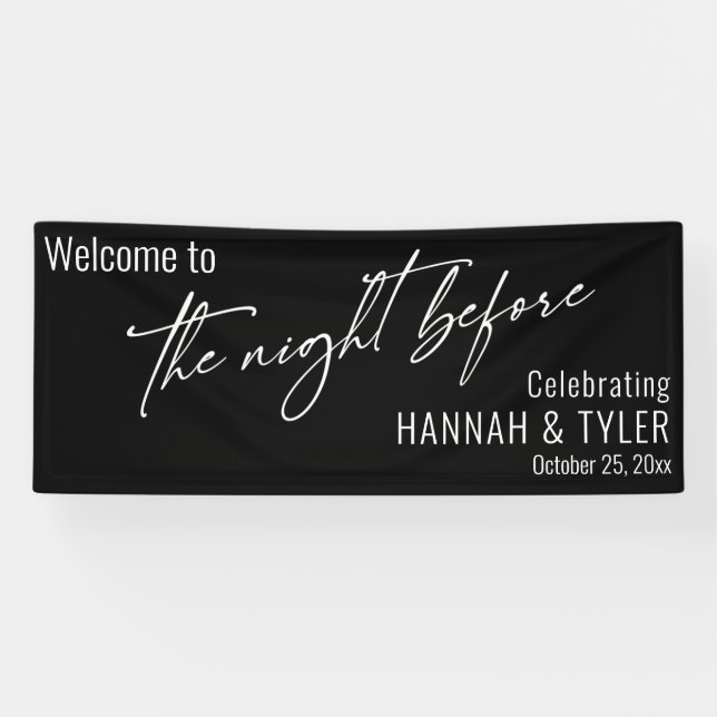 Contemporary Black The Night Before Welcome Banner (Horizontal)