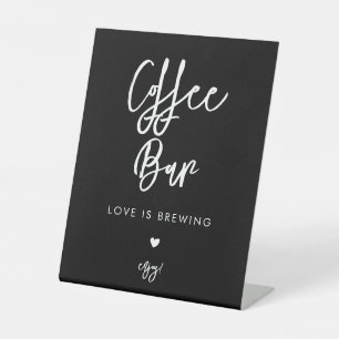 Contemporary black wedding Coffee Bar Pedestal Sign