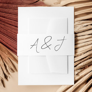 Contemporary Black Wedding Favours Invitation Belly Band