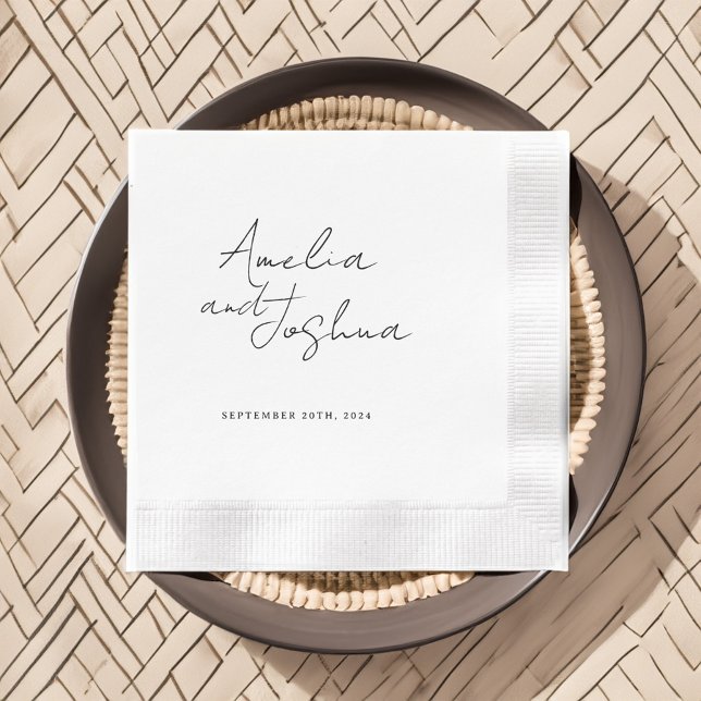 Contemporary Black Wedding Favours Napkin (Creator Uploaded)