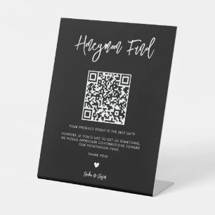 Contemporary black Wedding Honeymoon fund Pedestal Sign