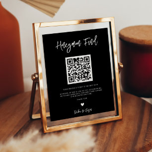 Contemporary black Wedding Honeymoon fund sign
