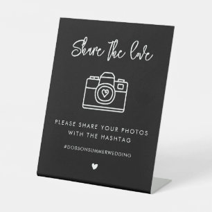 Contemporary black wedding Share the love Pedestal Sign