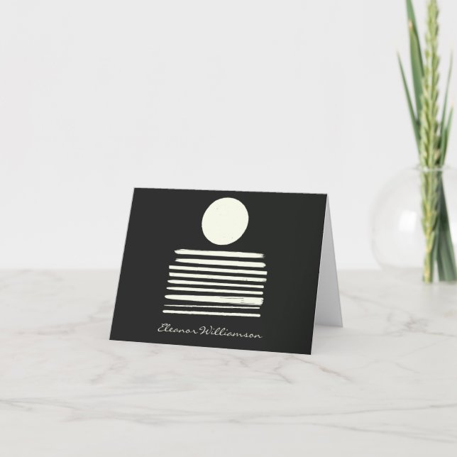 Contemporary Black White Abstract Art Personalised Note Card (Front)