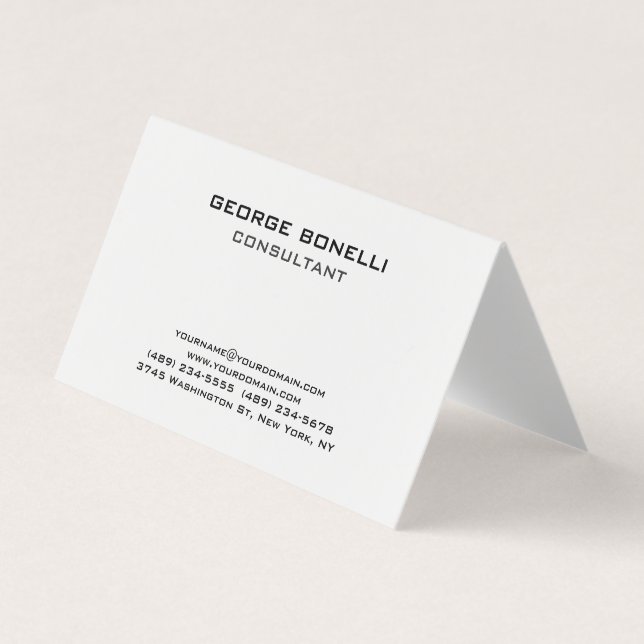 Contemporary Black & White Classical Business Card (Front)