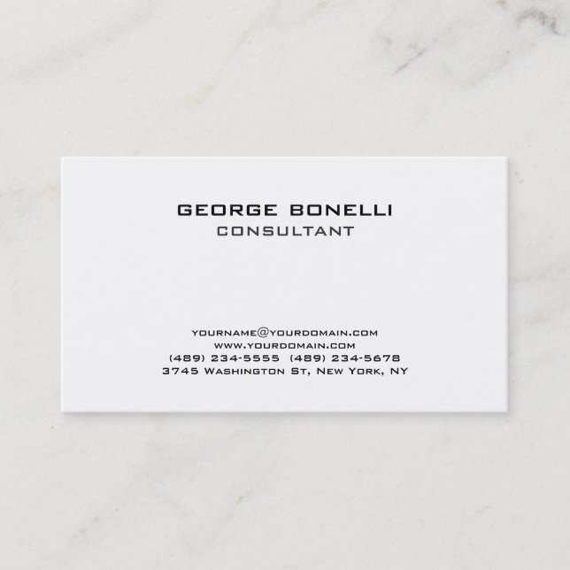 Contemporary Black & White Classical Business Card (Front)