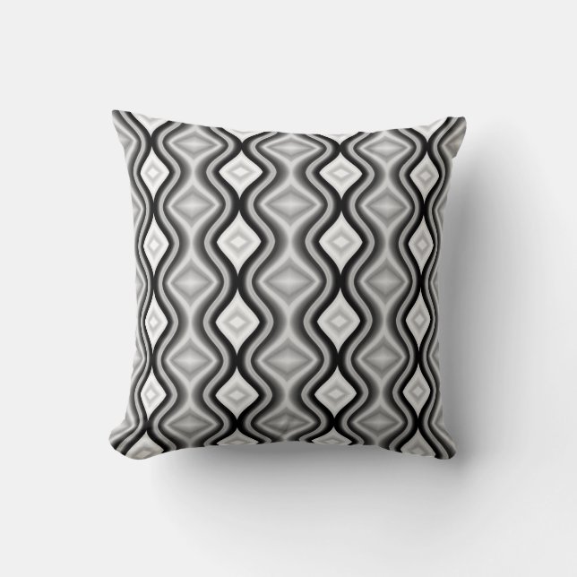 Contemporary Black White Diamond Pattern Cushion (Front)