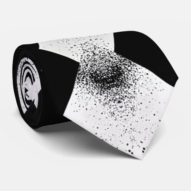 Contemporary Black White Necktie for Dapper Men (Rolled)