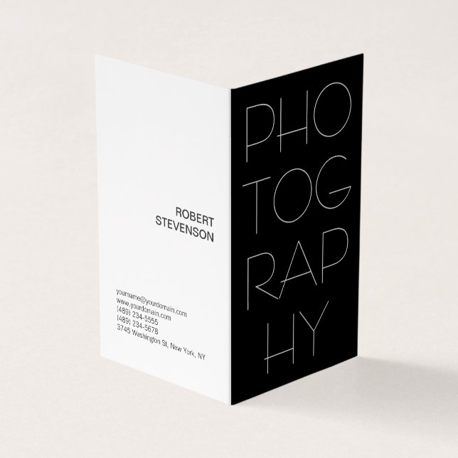 Contemporary Black & White Photography Modern Business Card (Outside)