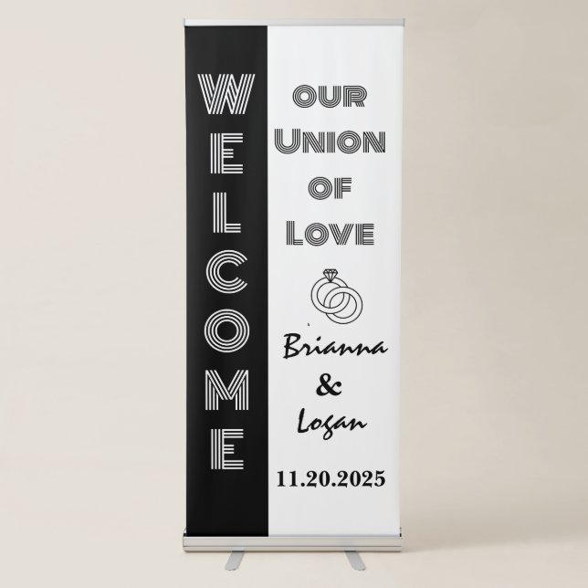 Contemporary Black & White Wedding Banner (Front)