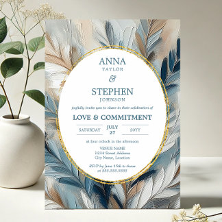 Contemporary Blue Elegance Commitment Ceremony Invitation