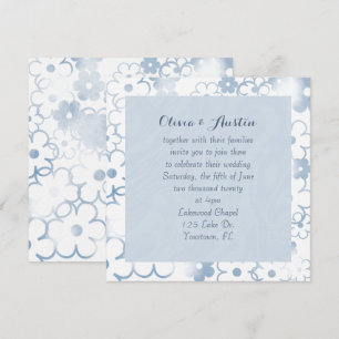 Contemporary blue floral design wedding invitation