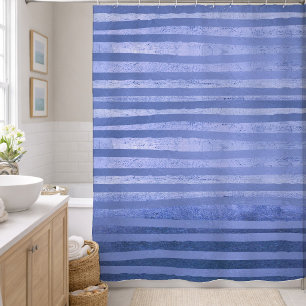 Contemporary Blue Tone Stripes Shower Curtain