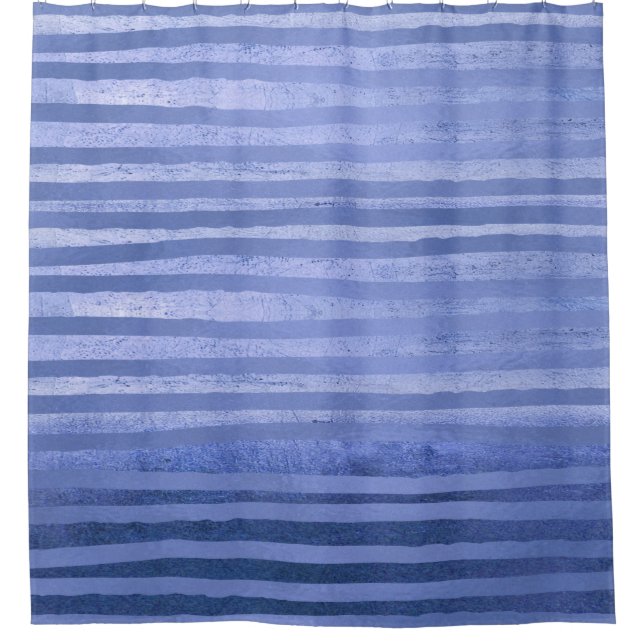 Contemporary Blue Tone Stripes Shower Curtain (Front)