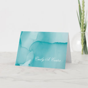 Contemporary Blue Watercolor Ink Folded Card