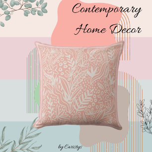 Contemporary Blush Pink with White Throw Pillow