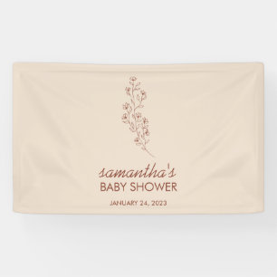 Contemporary Botanical Baby Shower Calligraphy Art Banner