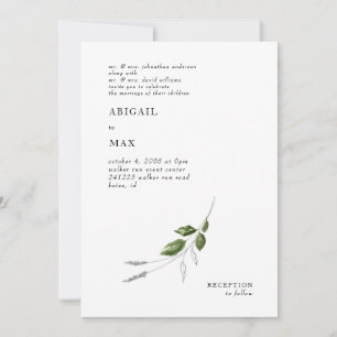 Contemporary Botanical Both Parents Wedding Invitation