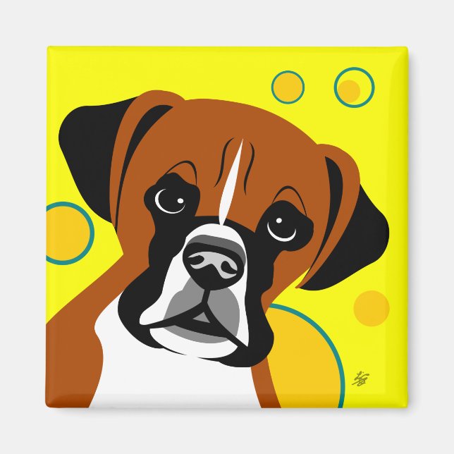 Contemporary Boxer Dog Magnets (Front)