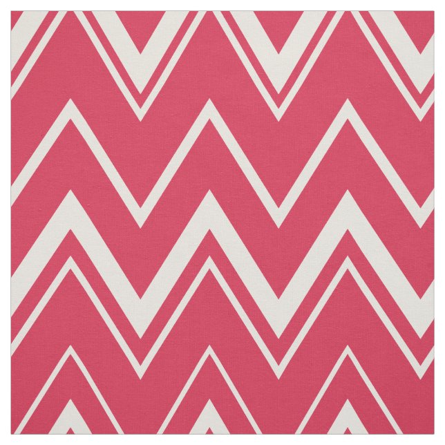 Contemporary bright red and white chevron pattern fabric (Swatch)