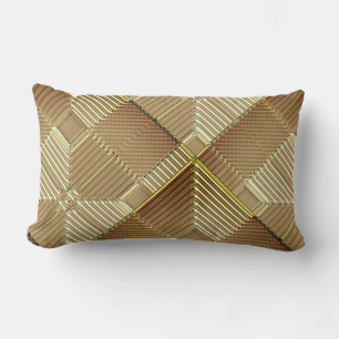 Contemporary Bronze Gold Geometrics  Lumbar Pillow