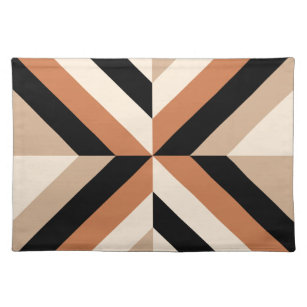 Contemporary Brown Black Geometric Color Block Placemat