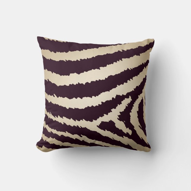 Contemporary Brown Jagged Zebra Print Throw Pillow (Front)
