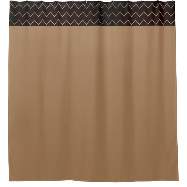 Contemporary Brown with Geometric  Shower Curtain (Front)
