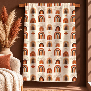 Contemporary Burnt Orange Copper Boho Art Blanket
