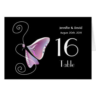 Contemporary Butterfly Wedding Table Number Card