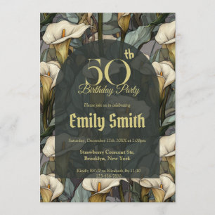 Contemporary Call Lilies Floral Girl Birthday  Invitation