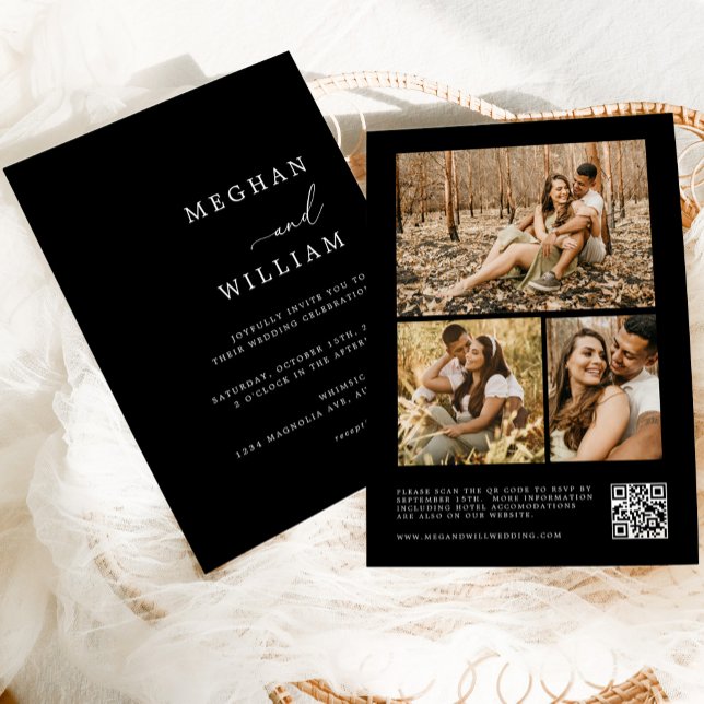 Contemporary Calligraphy Photo Collage QR Code Invitation (Creator Uploaded)