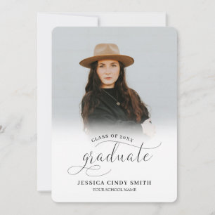Contemporary Calligraphy Script Photo Graduation Invitation