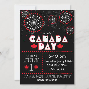 Contemporary Canada Day Fireworks Party Invitation