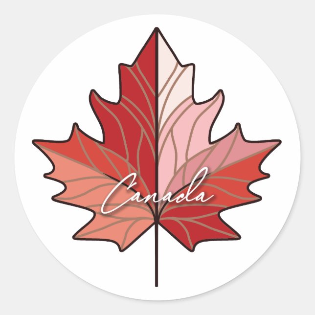 Contemporary Canadian Maple Leaf ID1071 Classic Round Sticker (Front)