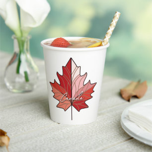Contemporary Canadian Maple Leaf ID1071 Paper Cups