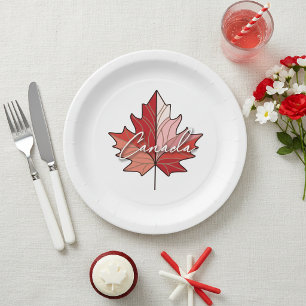 Contemporary Canadian Maple Leaf ID1071 Paper Plate