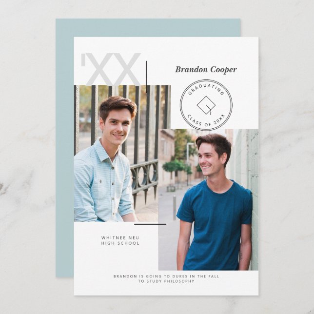 Contemporary Cap Graduation Announcement (Front/Back)