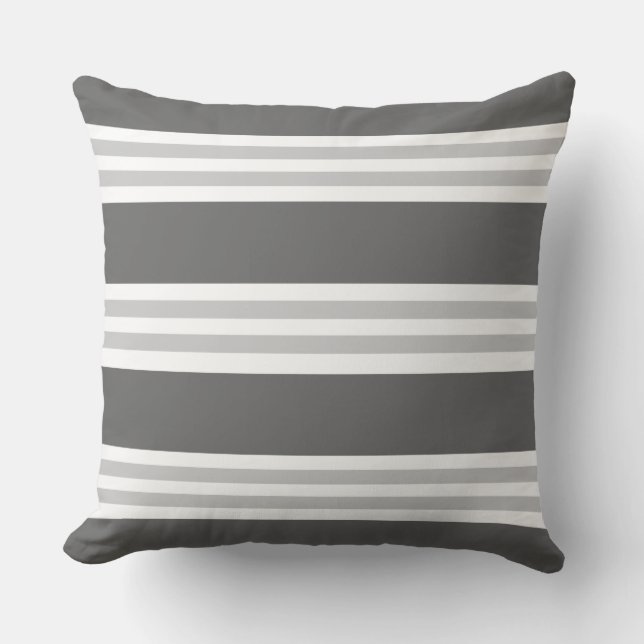 Contemporary Charcoal Grey striped Cushion (Front)