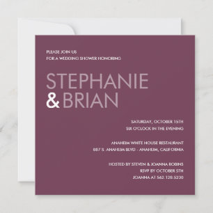 Contemporary Charm Wedding Shower Invites (Plum)