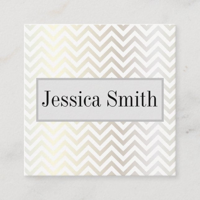 Contemporary Chevron | Modern Glamour Square Business Card (Front)